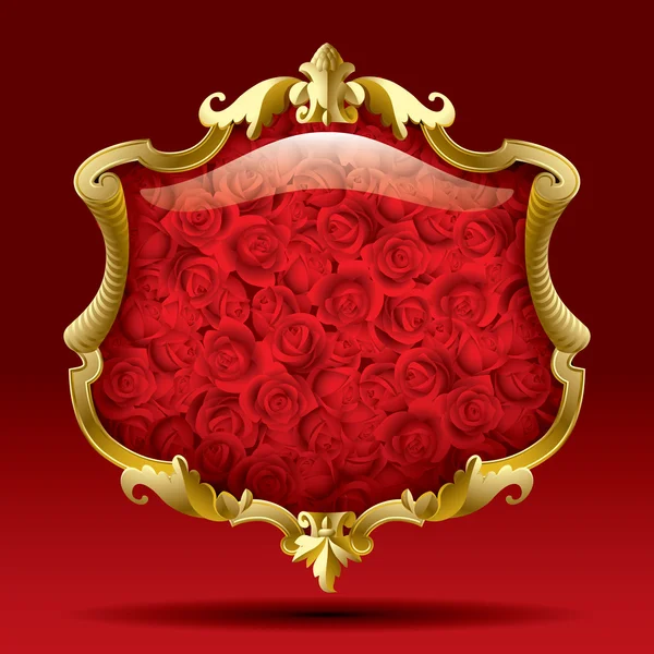 Gold frame with roses — Stock Vector