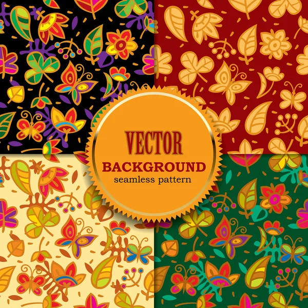 SET DE PATRÓN FLORAL INconsútil — Vector de stock