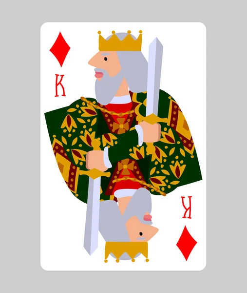 King Diamonds Carte Jouer Dans Drôle Style Moderne Plat — Image vectorielle