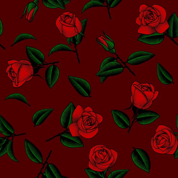 Fondo Patrón Transparente Con Rosas Dibujadas — Archivo Imágenes Vectoriales