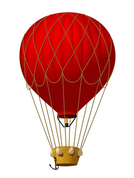 Balão Vermelho Com Uma Cesta Vime Isolada Branco Ilustração Vetorial Vetores De Bancos De Imagens Sem Royalties