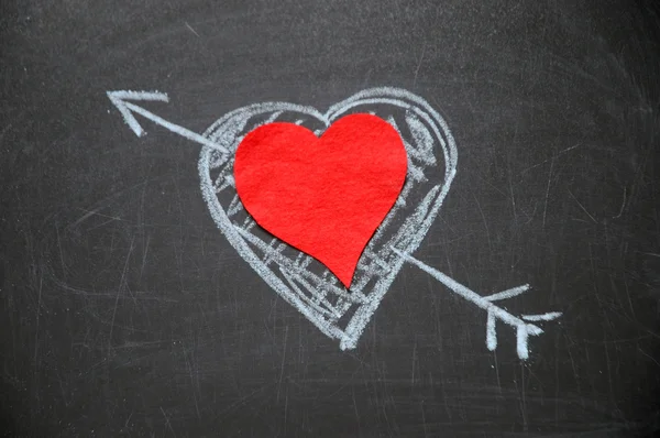 Felice giorno di San Valentino, il cuore è disegnato a mano — Foto Stock