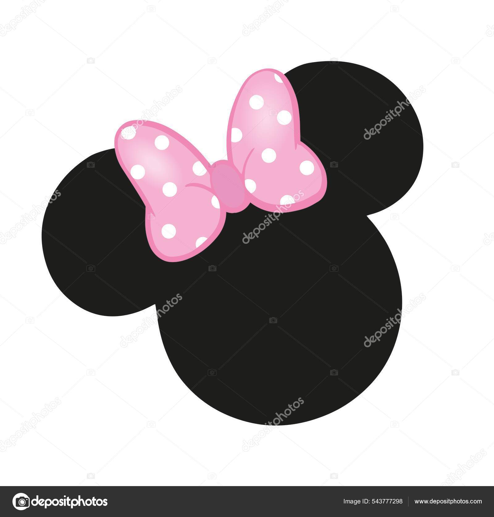 Minnie mouse head black pink bow stock illustration by sladom 543777298
