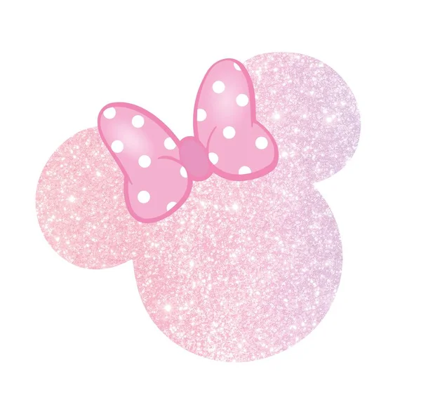 Minnie Mouse Testa Glitter Rosa Con Fiocco Rosa — Foto Stock