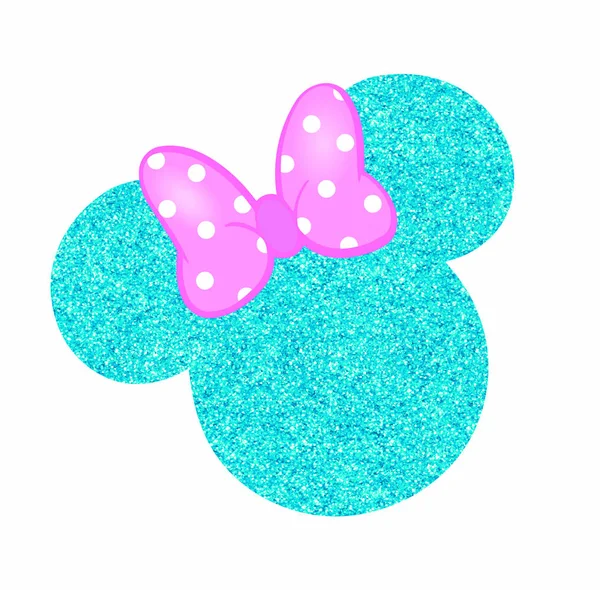Cabeza Purpurina Azul Claro Minnie Mouse Con Lazo Rosa —  Fotos de Stock