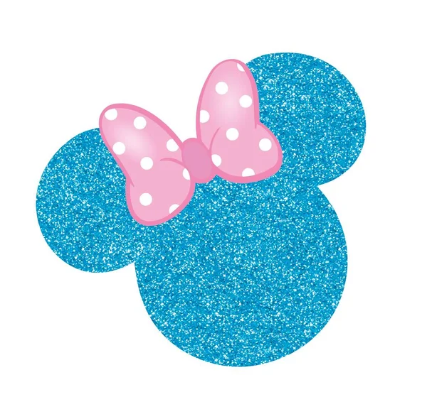 Minnie Mouse Tête Paillettes Bleu Clair Avec Arc Rose — Photo