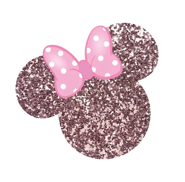 Minnie Mouse bronz parlak kafalı pembe kurdeleli