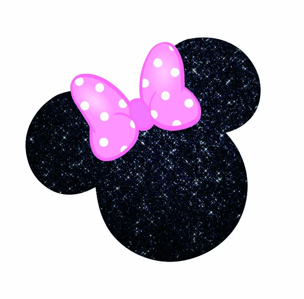 Minnie Mouse Testa Glitter Nera Con Fiocco Rosa — Foto Stock