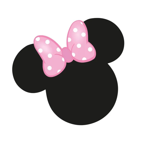 Testa Minnie Mouse Nera Con Fiocco Rosa — Foto Stock