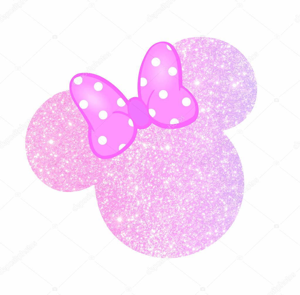 Minnie Mouse Cabeza Brillo Rosa Con Lazo Rosa Ilustración de archivo de