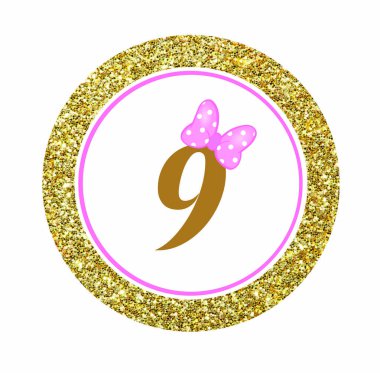 Pasta tepeciği Minnie Mouse altın parıltısı numara 9