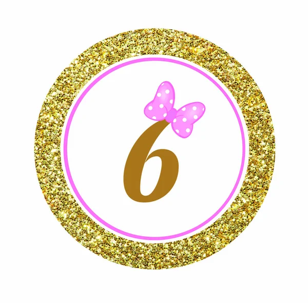 Torta Topper Minnie Mouse Oro Glitter Numero — Foto Stock