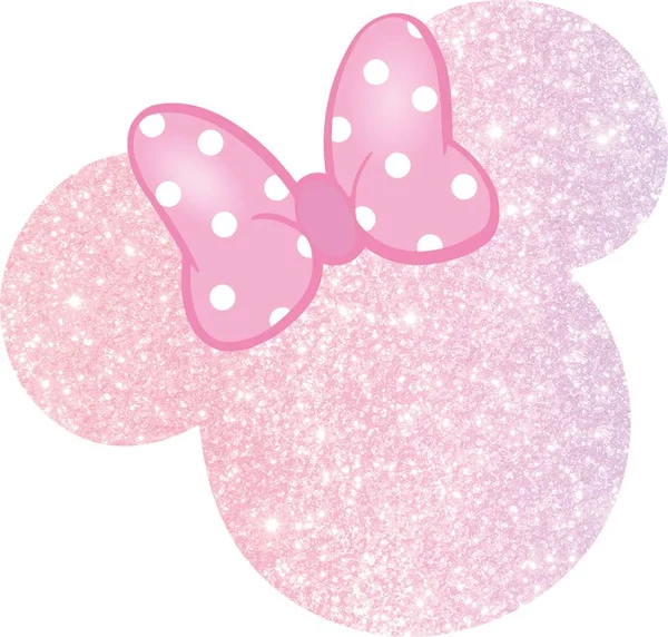 Minnie Mouse Head Glitter Pink — Stock Vector