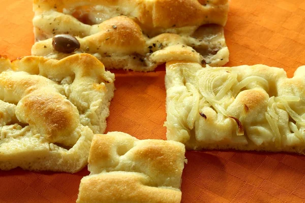 Different types of focaccia — Stock Photo, Image