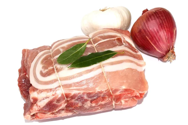 Carne de cerdo cruda sobre blanco —  Fotos de Stock