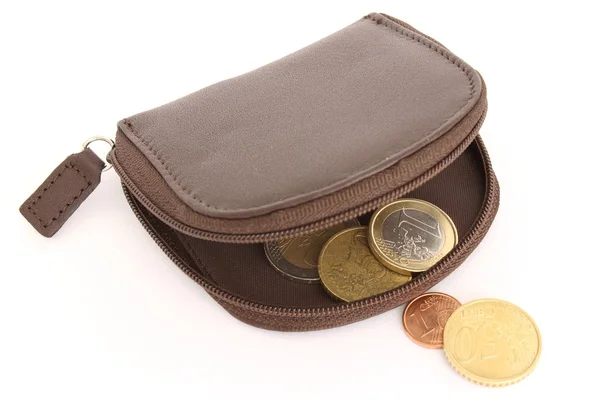 Purse with a few coins — Stock Photo, Image