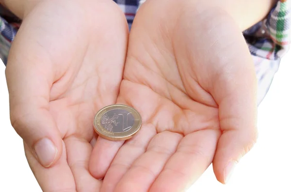 Barnets hand med pengar — Stockfoto