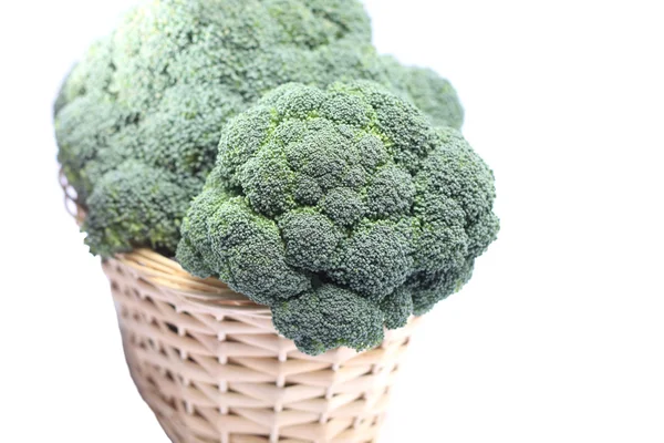 Broccoli in a wicker basket — Stock Photo, Image