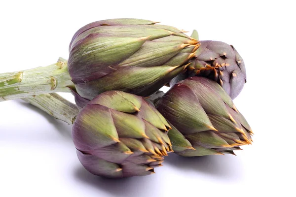 Raw spiny artichokes isolated on white background — Stock Photo, Image