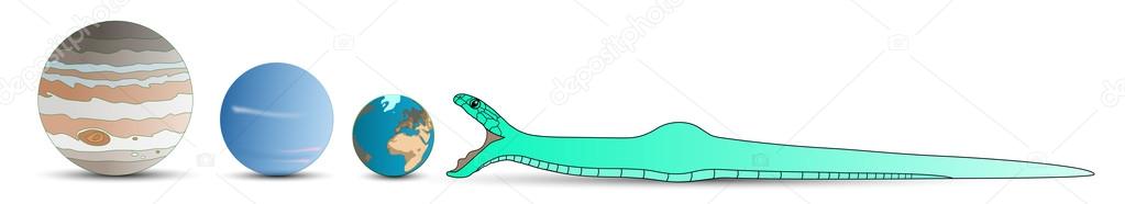 Huge python snake eats planets of the solar system
