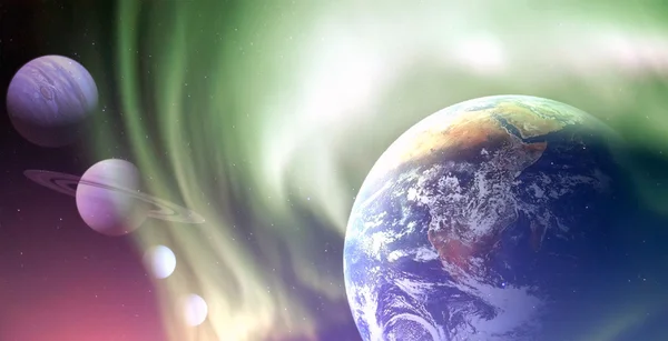 Fantastik planet.fantastic kuyruklu yıldız ve gezegen uzayda.