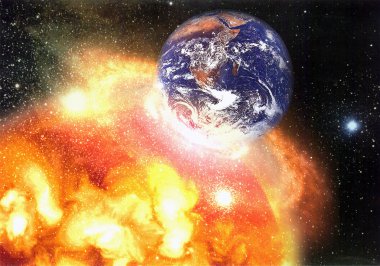 Muhteşem gezegen, fantastik kuyruklu yıldız ve gezegen uzayda.