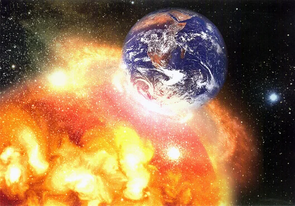 Muhteşem gezegen, fantastik kuyruklu yıldız ve gezegen uzayda.