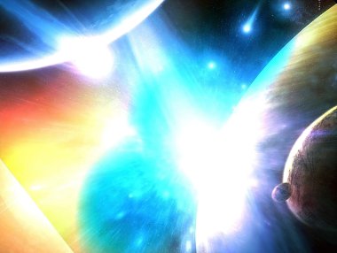 fantastik kuyruklu yıldız ve gezegen uzayda.