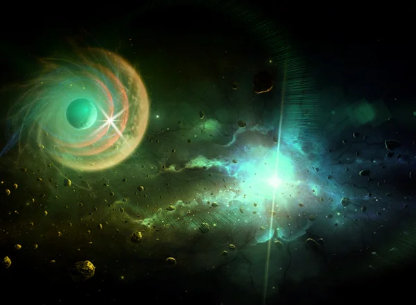 fantastik kuyruklu yıldız ve gezegen uzayda.