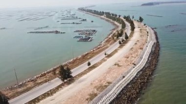 Dasandun Adası, Qinzhou, Guangxi, Çin 'deki en güzel deniz yolunun hava fotoğrafları.