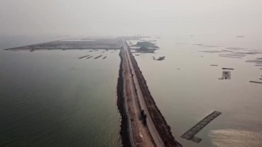 Dasandun Adası, Qinzhou, Guangxi, Çin 'deki en güzel deniz yolunun hava fotoğrafları.