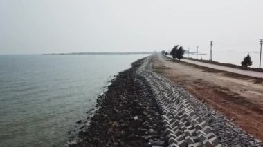 Dasandun Adası, Qinzhou, Guangxi, Çin 'deki en güzel deniz yolunun hava fotoğrafları.