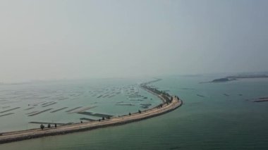 Dasandun Adası, Qinzhou, Guangxi, Çin 'deki en güzel deniz yolunun hava fotoğrafları.