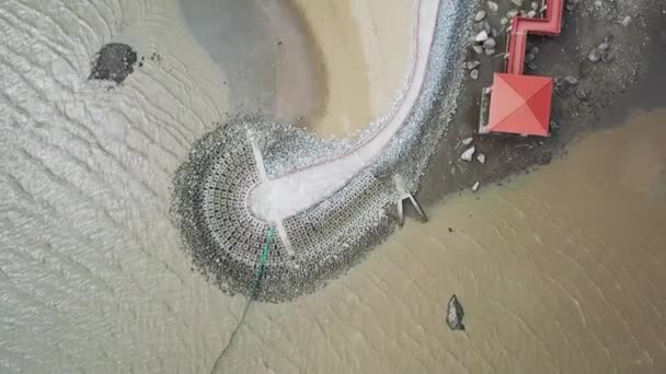Аэрофотосъемка Пляжного Пейзажа Объектов Sanniang Bay Циньчжоу Гуанси Китай — стоковое видео