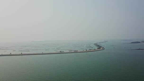 Аэрофотосъемка Самой Красивой Морской Дороги Острове Дасаньдун Циньчжоу Гуанси Китай — стоковое видео