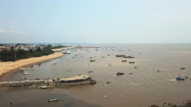 Flygfoto Strandlandskap Och Anläggningar Sanniang Bay Qinzhou Guangxi Kina — Stockvideo