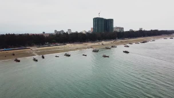 Αεροφωτογραφία Του Θαλασσινού Τοπίου Παραλία Στη Χρυσή Ακτή Του Fangchenggang — Αρχείο Βίντεο