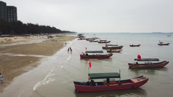 Fotografia Aérea Paisagem Marinha Praia Golden Beach Fangchenggang Guangxi China — Vídeo de Stock