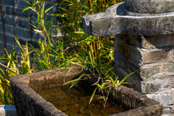 Fliessendes Wasserbecken Steinmühle Klassischen Chinesischen Garten — Stockfoto
