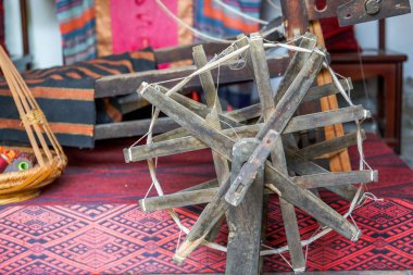 Çin geleneksel dokuma tezgahı dikiş makinesi.