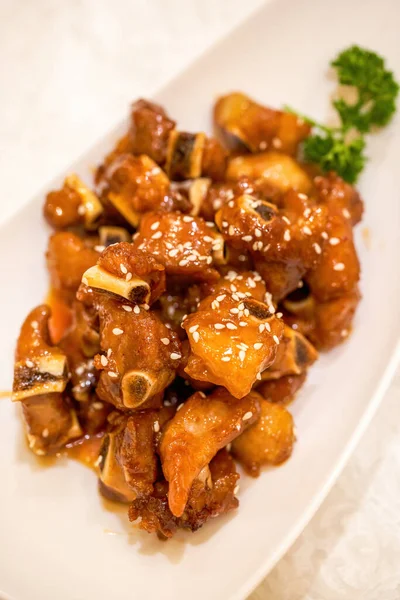 Delicious Chinese Dish Pork Ribs Sweet Sour Orange — Stock Photo, Image