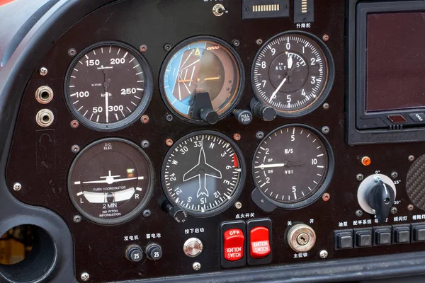 Close Internal Dashboard Panel Small Aircraft — Stock Photo, Image