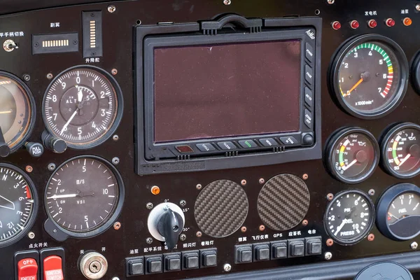 Close Internal Dashboard Panel Small Aircraft — Stock Photo, Image