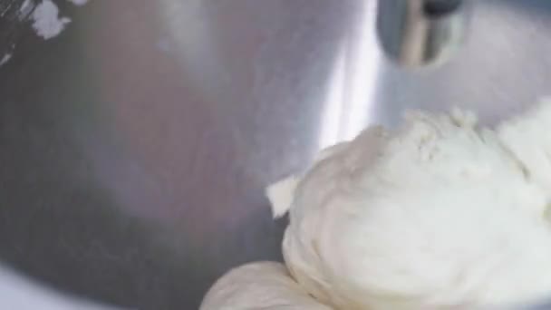 Chef Uses Mixer Make Dough — Vídeos de Stock