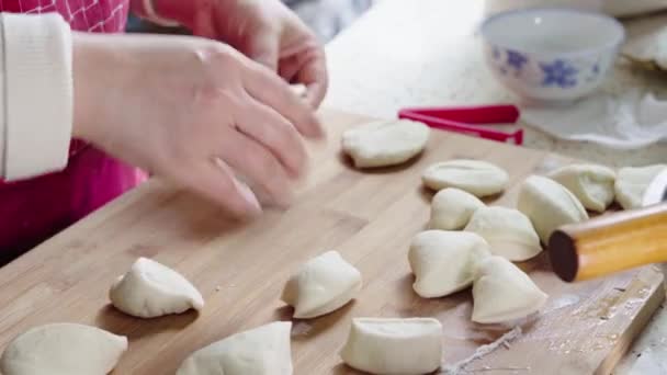 Chef Kneading Dough Make Buns — Stock Video