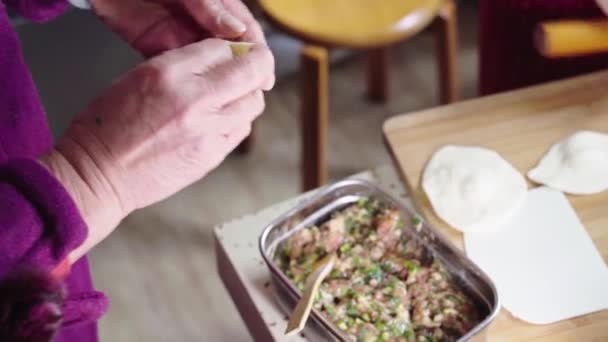 Chefs Making Steamed Buns Fresh Meat Buns Barbecued Pork Buns — Stockvideo