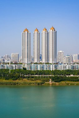 High-rise residential complex along the river in Nanning, Guangxi, China