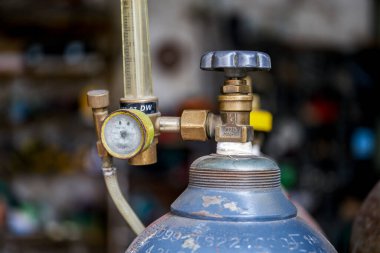 Close-up of acetylene gas cylinder used for welding