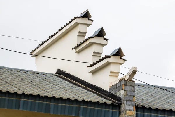 Κινέζικο Ρετρό Στυλ Τούβλο Κτίριο Οροφή — Φωτογραφία Αρχείου