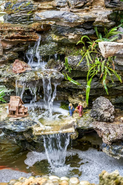 Rockery Artificial Paisaje Agua Que Fluye Jardín — Foto de Stock